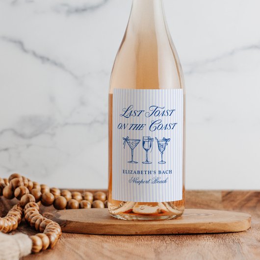 Laatste toast op de kust Elegante Hand getrokken B Wijn Etiket