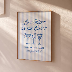 Laatste Toast op de Kust Elegante Handgetekende St Poster