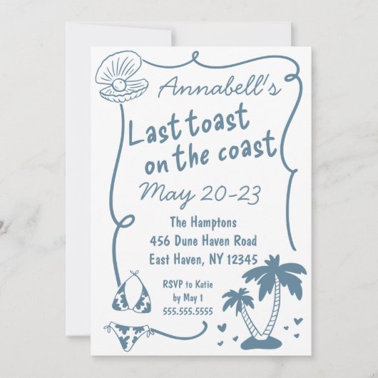 Laatste Toast op de Kust Hand getrokken Bacheloret Kaart (Voorkant)