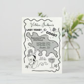 Laatste toast op de kust hand getrokken weekend kaart (Staand voorkant)