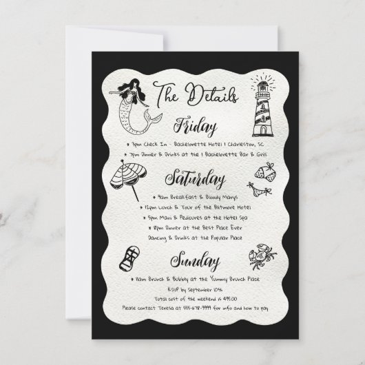 Laatste toast op de kust hand getrokken weekend kaart (Achterkant)