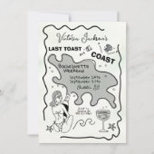 Laatste toast op de kust hand getrokken weekend kaart (Voorkant)