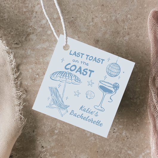 Laatste Toast op de Kust Handgetekende Bachelorett Bedankjes Labels