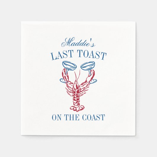 Laatste toast op de kust Lobster vrijgezellenfeest Servet (Voorkant)