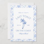 Laatste toast op de kust Palm Trees Bachelorette Kaart (Voorkant)