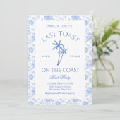 Laatste toast op de kust Palm Trees Bachelorette Kaart (Staand voorkant)
