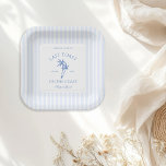 Laatste toast op de kust Palm Trees Bachelorette Papieren Bordje<br><div class="desc">Presentatie van de 'Last Toast on the Coast Invitation',  een prachtige aanvulling op uw vrijgezellenfeest. Deze uitnodiging maakt deel uit van onze Coastal Blue Bachelorette Suite,  die een verfijnd kustgevoel uitstraalt met zijn opvallende blauwe kleurenschema.</div>