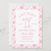 Laatste toast op de kust Roze Bloemen Bachelorette Kaart (Voorkant)