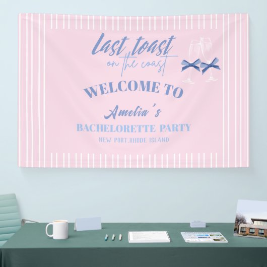 Laatste toast op de kust roze vrijgezellenfeest we spandoek (Beurs)