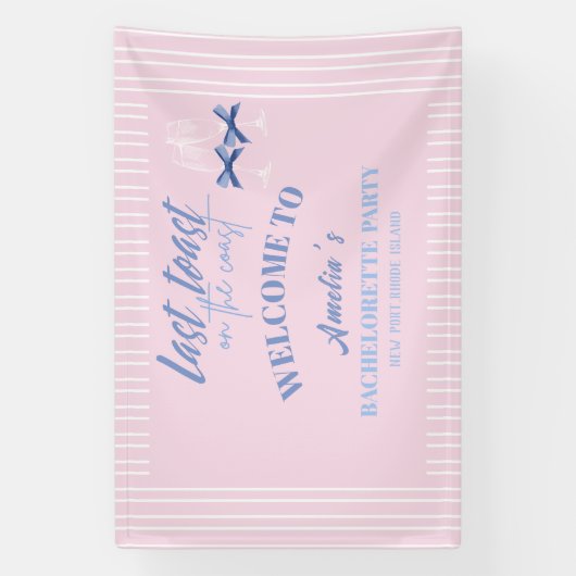 Laatste toast op de kust roze vrijgezellenfeest we spandoek (Verticaal)