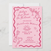 Laatste toast op de kust roze vrijgezellenweekend kaart (Voorkant)