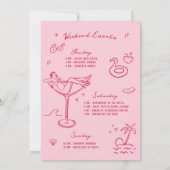 Laatste toast op de kust roze vrijgezellenweekend kaart (Achterkant)