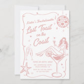 Laatste toast op de kust roze vrijgezellenweekend kaart (Voorkant)