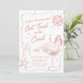 Laatste toast op de kust roze vrijgezellenweekend kaart (Staand voorkant)