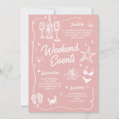 Laatste toast op de kust roze vrijgezellenweekend kaart (Achterkant)