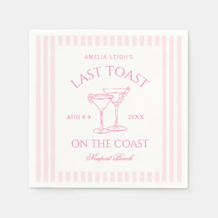 Laatste toast op de kust Roze vrijgezellenweekend Servet