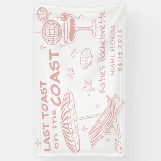 Laatste toast op de kust roze vrijgezellenweekend spandoek (Verticaal)