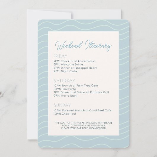 Laatste toast op de kust Shell Bachelorette Weeken Kaart (Achterkant)