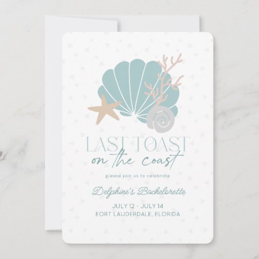Laatste toast op de kust Shell Bachelorette Weeken Kaart (Voorkant)