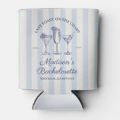 Laatste toast op de kust Stoffig Blauw Gestreept Blikjeskoeler (Voorkant)