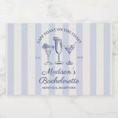 Laatste toast op de kust Stoffig Blauw Gestreept Sparkling Wijnetiket (Enkel label)