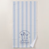 Laatste toast op de kust Stoffig Blauw Gestreept Strandlaken (Voorkant)