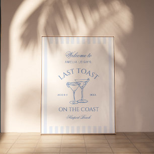 Laatste toast op de kust strand blauwe vrijgezelle poster