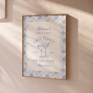 Laatste toast op de kust strand bloemenkorset vrij poster