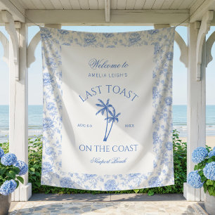 Laatste toast op de kust strand palm blauw bloemmo wandkleed