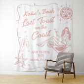 Laatste Toast Op De Kust Strand Roze Bachelorette Wandkleed (In situ)