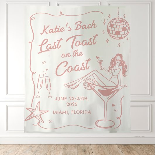 Laatste Toast Op De Kust Strand Roze Bachelorette Wandkleed