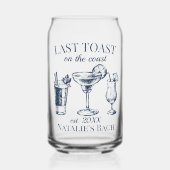 Laatste toast op de kust strand vrijgezellenfeest blikvorm glas (Voorkant)