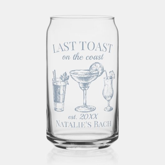Laatste toast op de kust strand vrijgezellenfeest blikvorm glas (Voorkant)
