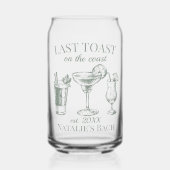 Laatste toast op de kust strand vrijgezellenfeest blikvorm glas (Voorkant)