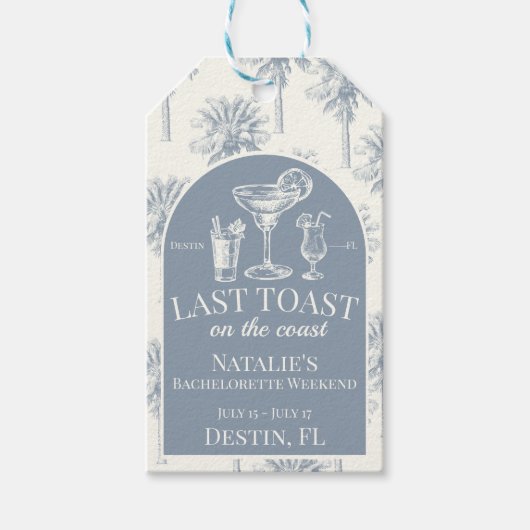 Laatste toast op de kust strand vrijgezellenfeest cadeaulabel (Voorkant)