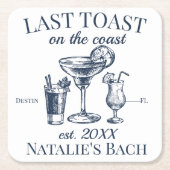 Laatste toast op de kust strand vrijgezellenfeest kartonnen onderzetters (Voorkant)