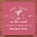 Laatste toast op de kust strand vrijgezellenfeest kartonnen onderzetters<br><div class="desc">Verhoog uw feest met de Last Toast On The Coast Beach Bachelorette Party Square Paper Onderzetter. Met een levendig ontwerp met een strandthema en een speelse slogan, zijn deze onderzetters ideaal voor het toevoegen van een feestelijk tintje aan uw strandvrijgezellenfeest. Gemaakt van hoogwaardig, absorberend papier, ze beschermen effectief oppervlakken tegen...</div>