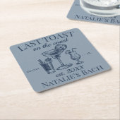 Laatste toast op de kust strand vrijgezellenfeest kartonnen onderzetters (Schuin)