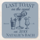 Laatste toast op de kust strand vrijgezellenfeest kartonnen onderzetters (Voorkant)