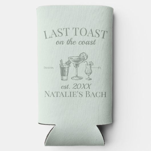 Laatste toast op de kust strand vrijgezellenfeest seltzer blikjeskoeler (Achterkant)