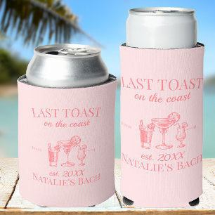 Laatste toast op de kust strand vrijgezellenfeest seltzer blikjeskoeler