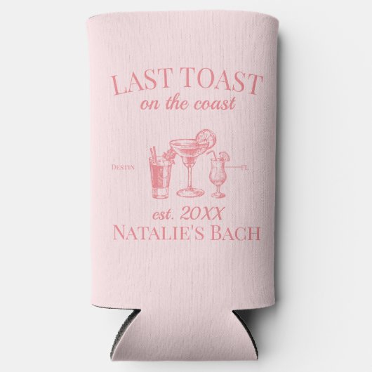 Laatste toast op de kust strand vrijgezellenfeest seltzer blikjeskoeler (Voorkant)