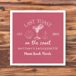 Laatste toast op de kust strand vrijgezellenfeest servet<br><div class="desc">Verbeter uw viering met de Last Toast On The Coast Beach Bachelorette Party servetten. Met een levendig ontwerp met een strandthema en een speelse slogan zijn deze servetten perfect om een feestelijke touch aan uw strandvrijgezellenfeest toe te voegen. Gemaakt van hoogwaardig, absorberend papier, ze zijn zowel praktisch als decoratief, ideaal...</div>