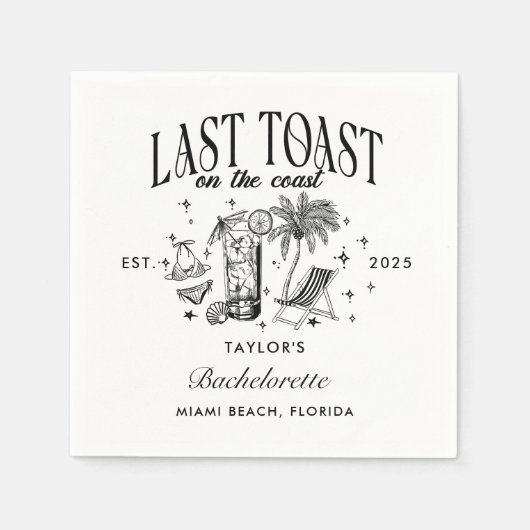 Laatste toast op de kust strand vrijgezellenfeest servet (Voorkant)