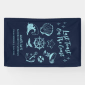 Laatste toast op de kust strand vrijgezellenfeest spandoek (Horizontaal)