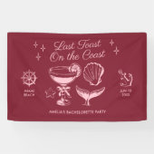 Laatste toast op de kust strand vrijgezellenfeest spandoek (Horizontaal)