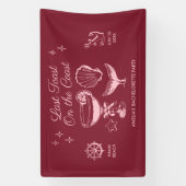 Laatste toast op de kust strand vrijgezellenfeest spandoek (Verticaal)