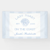 Laatste toast op de kust strand vrijgezellenfeest spandoek (Horizontaal)