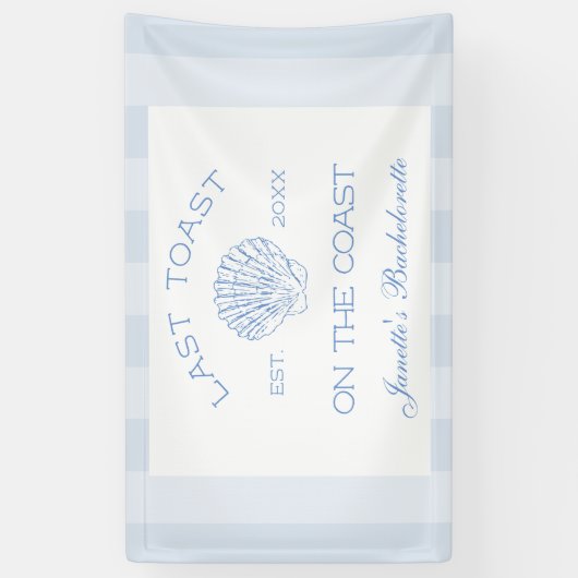 Laatste toast op de kust strand vrijgezellenfeest spandoek (Verticaal)