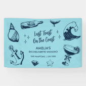 Laatste toast op de kust strand vrijgezellenfeest spandoek (Horizontaal)